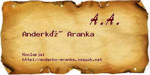 Anderkó Aranka névjegykártya